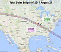 The solar eclipse will cross the U.S. from coast to coast, ending in Charleston, South Carolina.